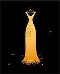 Evening dress golden on hangers