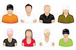 Set Of People Icons, Isolated On White