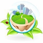 Green ecology icon with leaves and City for your design