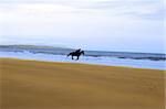 horse riding on ballybunions beach shore on irelands west coast