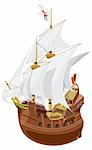 vector illustration of a medieval sailing ship.