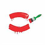 Red paint and green brush on a white background.vector