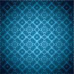 Blue wallpaper pattern seamless design with floral elements