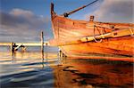 Viking ships at sunrise