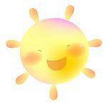 Cartoon illustration of a sun with a smile face