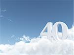 the number forty - 40 - on clouds - 3d illustration