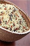 Close-up of various kinds of rice in a bowl