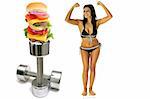 workout burger brunette in bikini