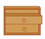 illustration drawing of a brown cabinet isolate in a white background