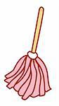 illustration drawing of pink mop isolate in a white background