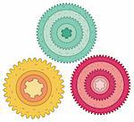 a beautiful picture of three colourful gears