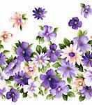 illustration drawing of pretty purple flower in a white background