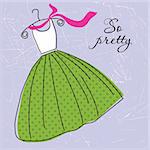 Vector illustration of birthday greeting card with nice dress
