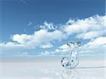 frozen letter j under cloudy blue sky - 3d illustration