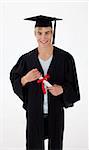 Teen Guy Celebrating Graduation agaisnt white background