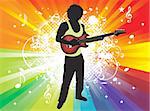 abstract colorful music bacground with guitar rainbow color vector illustrration