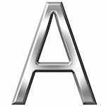 3d silver letter A isolated in white
