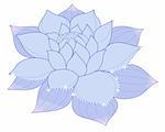 drawing of blue lotus with flash in a white background