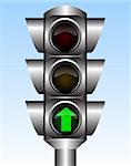Illustration of the urban traffic light with green arrow
