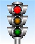 Illustration of the urban traffic light with red light