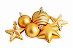 Gold star and christmas ball with clipping path