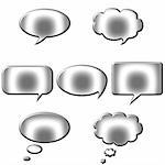 3d silver speech and thought bubbles isolated in white