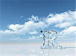 frozen letter r under cloudy blue sky - 3d illustration