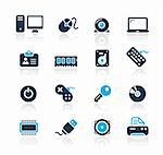 Set of decorative blue icons isolated on white background for your web site or presentations.    Vector file in EPS 8 file format.