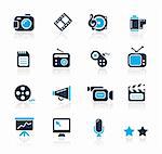 Set of decorative blue icons isolated on white background for your web site or presentations.    Vector file in EPS 8 file format.