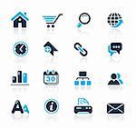 Set of decorative blue icons isolated on white background for your web site or presentations.    Vector file in EPS 8 file format.