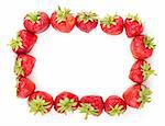 The fresh strawberries frame on a clear white background