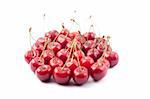 Red cherries isolated on a white background