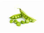 Fresh green peas isolated on white