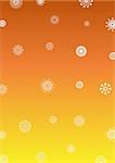 Illustration of snowflakes over a yellow and orange gradient background