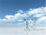 frozen letter n under cloudy blue sky - 3d illustration
