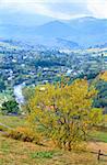 beautiful autumn mountain and small village on mountainside (Carpathian. Ukraine)