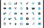 35 website icons set, blue