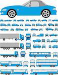 Assorted vehicle silhouettes illustration car, bus, truck
