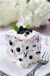 Delicious homemade blueberry cake with sour cream. Shallow DOF