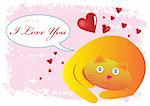 Cat I Love You Illustration in Vector