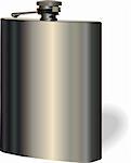 Vector single hip flask on white background. Used gradients.