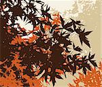 Colored landscape of automn brown foliage - Vector illustration. The different graphics are on separate layers so they can easily be moved or edited individually