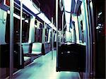 An underground subway metro tube train for public transport