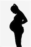 Pregnant Woman silhouette on white background.