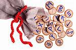runes and pouch isolated on white background