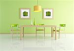 green  modern dining room - rendering the artpicture on wall are my composition