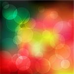 Abstract background with transparent colored circles in various colors.