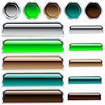 Buttons, scaleable shiny rounded rectangles and circles in assorted colors