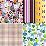 Set colorful geometric seamless patterns (vector, EPS 10)