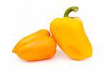 A pair of juicy ripe yellow peppers